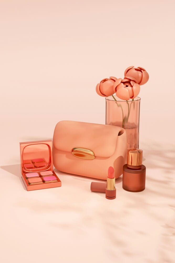 Coffret beauté rose poudré signé Ply’Beauty – maquillage élégant et accessoires raffinés.