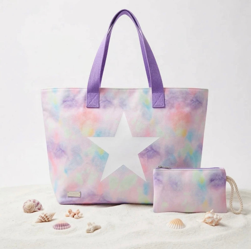 ✨ Grand sac de plage Étoile + pochette assortie