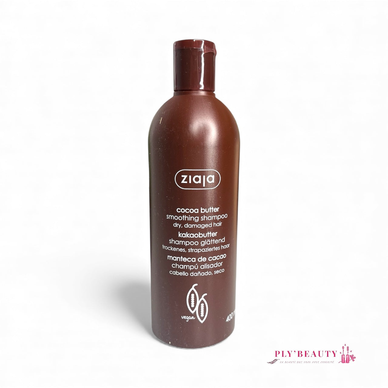 Shampooing Ziaja au beurre de cacao – soin lissant pour cheveux secs et abîmés, flacon marron 400 ml 