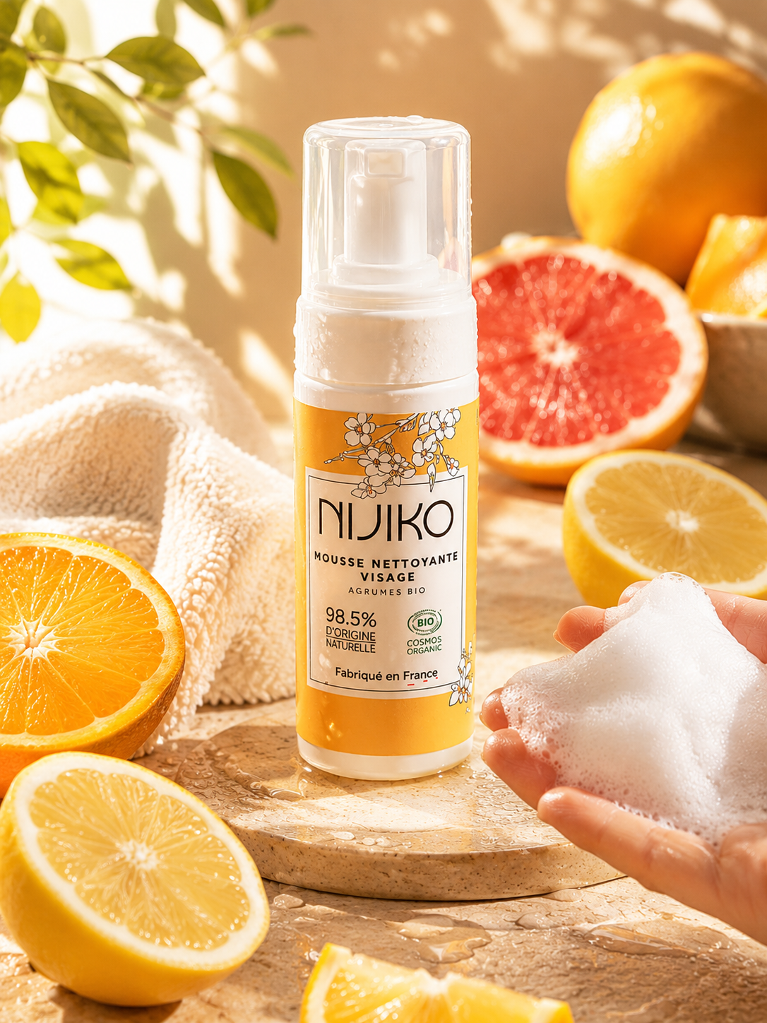 Nijiko – Mousse Nettoyante Visage • Agrumes Bio (150 ml) - Ply'beauty