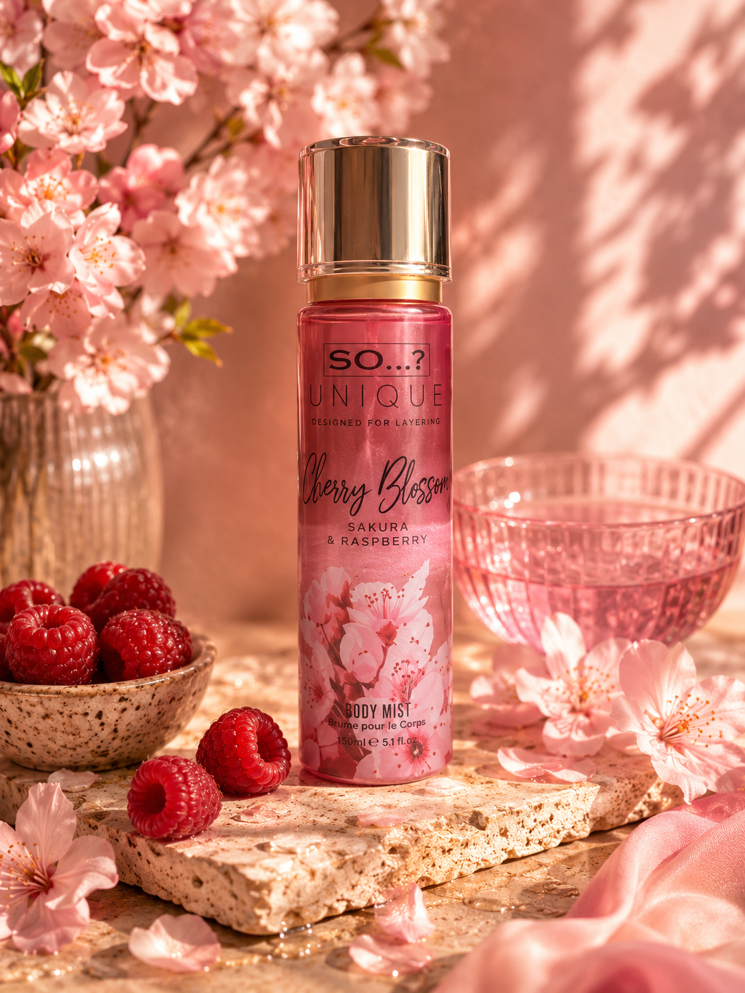 So…? Unique – Cherry Blossom • Sakura & Raspberry – Brume parfumée corps (150 ml) - Ply'beauty