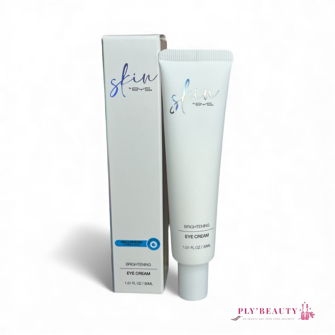 	•	Brightening Eye Cream Skin by BYS – tube 30 ml avec boîte – Ply’Beauty
	•	Crème contour des yeux éclaircissante Skin by BYS photographiée verticalement