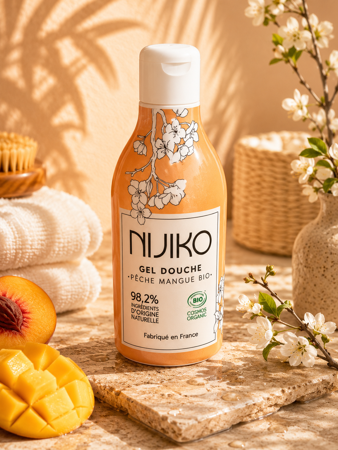 Nijiko – Gel Douche Pêche Mangue Bio (200 ml) - Ply'beauty