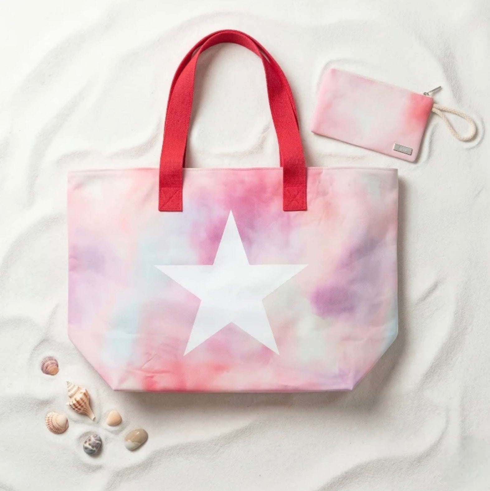 ✨ Grand sac de plage Étoile + pochette assortie