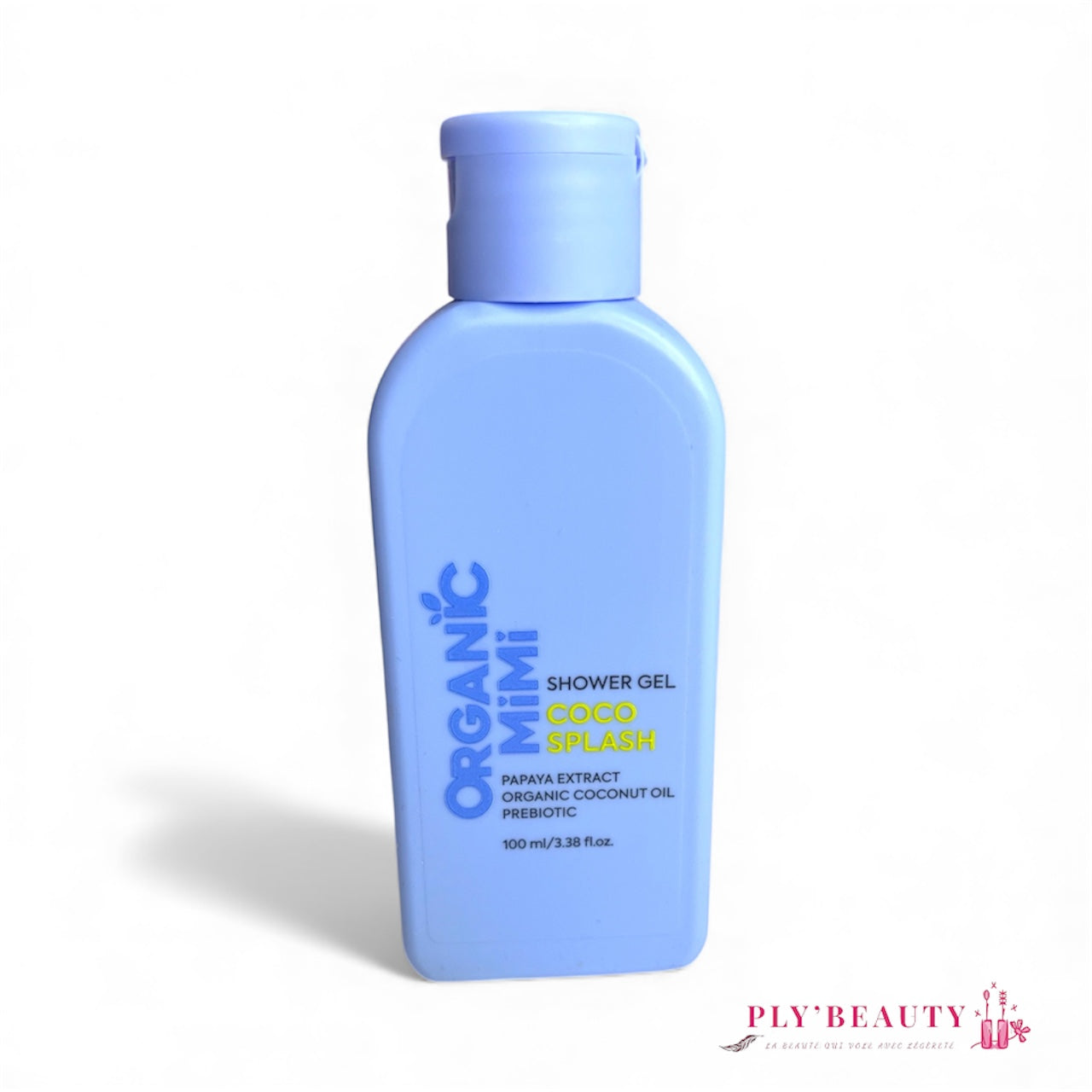Gel douche Organic Mimi Coco Splash 100 ml – flacon bleu clair parfum coco. 