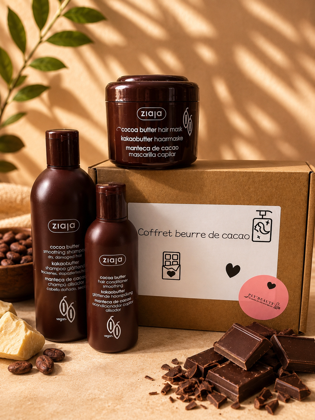 Trio Soin Cheveux – Ziaja Beurre de Cacao | Shampooing + Après-Shampooing + Masque - Ply'beauty